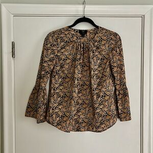 Drake’s London for J. crew giraffe print Bell Sleeve Blouse